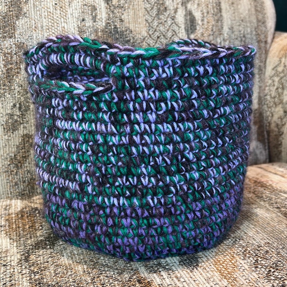 Purple & Green Crochet Basket Decor-Handmade❤️